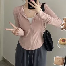 批发冰丝防晒衣女修身显瘦防晒服户外防紫外线上衣瑜伽服连帽外套开衫