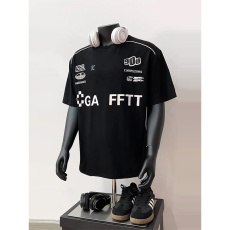 批发重磅上衣机车美式高街短袖t恤男夏季<b class='q'>宽松</b>高级感痞帅字母T恤潮