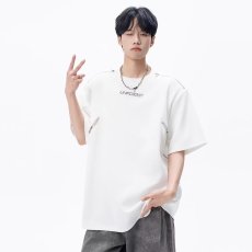 批发美式个性字母印花<b class='q'>短袖</b>T恤<b class='q'>男士</b>2026夏季新款休闲简约百搭圆领上衣