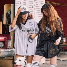 批发美式泽西风拼接网纱球衣女夏季v领短袖T恤<b class='q'>宽松</b>情侣上衣潮