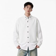 批发竖条纹<b class='q'>衬衫</b>网红爆款百搭<b class='q'>男士</b>长袖秋季高端修身2026新款韩版潮流