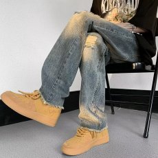 批发夏季男中腰百搭青春流行牛仔裤潮拉链水洗直脚潮流<b class='q'>长裤</b>宽松直筒