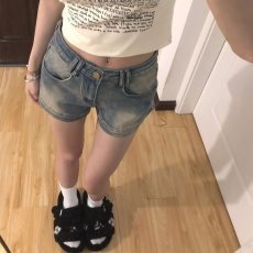 批发大码胖妹妹美式牛仔短裤女夏季设计感小众<b class='q'>高腰</b>显瘦复古A字<b class='q'>热裤</b>子