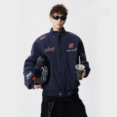 批发黑色美式刺绣夹克棉服男<b class='q'>冬</b>季可拆卸连帽座山雕外套潮牌加厚机车服