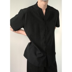 冰丝短袖衬衫男士凉感2025夏季加肥加大码休闲衬衣垂感宽松上衣潮