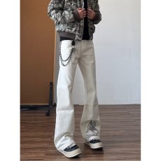 批发美式复古刺绣白色微喇<b class='q'>牛仔裤</b><b class='q'>男</b>2026新款高街直筒<b class='q'>修身</b>显瘦裤子春秋