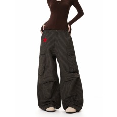 批发辣到中暑美式辣妹<b class='q'>嘻哈</b>风字母印花大口袋工装速干<b class='q'>裤</b>宽松阔腿休闲<b class='q'>裤</b>