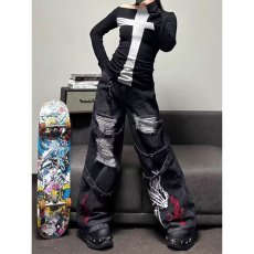 批发春季新款高端破洞补丁<b class='q'>牛仔裤</b><b class='q'>男</b>潮牌韩版<b class='q'>修身</b>直筒休闲百搭弹力裤子