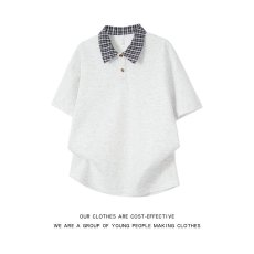 批发帛跃春秋格子拼接简约<b class='q'>卫衣</b>学院风套头百搭少年感<b class='q'>男</b>女上衣潮