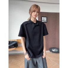 批发NOONOZ高级感纯色翻领短袖<b class='q'>T</b><b class='q'>恤</b>男夏季宽松小众ins潮牌美式半袖上衣