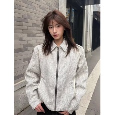 批发灰白色小香风粗花呢正肩<b class='q'>夹克</b><b class='q'>男</b>女春季中性穿搭高级感短款翻领外套