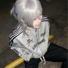 批发美式复古重磅三条杠立领<b class='q'>卫衣</b>男款春秋季青少年开衫拉链<b class='q'>外套</b>