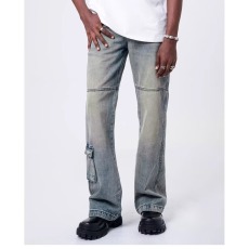 批发美式高街牛仔裤<b class='q'>男</b>潮流街头痞帅工装裤青少年宽松复古水洗直筒<b class='q'>裤子</b>