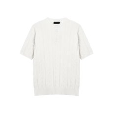 批发短袖针织衫2026春季新品圆v领绞花肌理感套头上衣针织麻花短袖