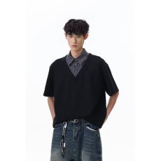 批发<b class='q'>假两件</b>polo领短袖男夏季2026新款宽松设计感情侣半袖男生T恤