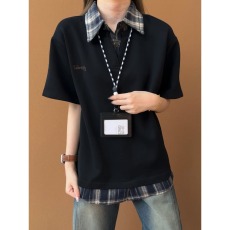 批发<b class='q'>假两件</b><b class='q'>衬衫</b>领polo衫短袖t恤男士一整套穿搭夏季套装休闲百搭港风