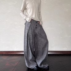 批发2026春季美式老钱风排扣打褶西裤男女宽松阔腿杂色休闲裤<b class='q'>长裤</b>