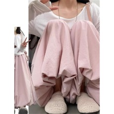 批发小个子粉色高腰花苞a字半身裙女胖mm春季新款今年流行爆款长裤裙