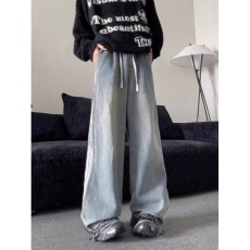 批发港风潮男夏季新款个性字母牛仔裤嘻哈ins潮高街潮流痞帅长裤