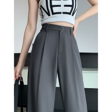批发灰色<b class='q'>西装</b>裤<b class='q'>女</b>夏季薄款小个子高级垂感冰丝阔腿裤直筒<b class='q'>休闲</b>拖地长裤