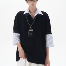 批发美式假两件<b class='q'>衬衫</b>领短袖男潮牌宽松拼接<b class='q'>T</b><b class='q'>恤</b>春夏重磅半袖Polo衫上衣