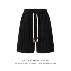 批发帛跃编织小香风粗条纹<b class='q'>短裤</b>运动休闲复古外穿沙滩五分裤男女