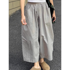 批发灰色日系速干裤<b class='q'>女</b>慵懒气球休闲裤夏季薄款大码胖mm九分哈伦奶奶裤