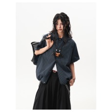 批发美式复古格纹短袖<b class='q'>衬衫</b>女男夏季宽松休闲<b class='q'>衬衣</b>cityboy少年感<b class='q'>T</b><b class='q'>恤</b>外套