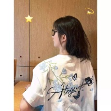 批发重磅纯棉国风刺绣藤蔓花卉<b class='q'>短袖</b>t恤女夏季男女同款学生情侣装半袖