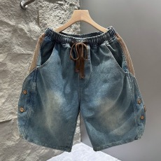 批发夏季新款美式潮牌拼接<b class='q'>牛仔</b><b class='q'>短裤</b>男宽松口袋工装五分裤痞帅直筒外穿