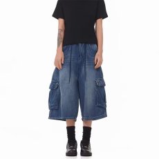 批发2026美式直筒高街水洗牛仔短裤男女情侣款宽松休闲复古七分裤工装