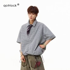 批发2026夏季新款短袖衬衫男生翻领复古通勤青少年宽松休闲衬衣