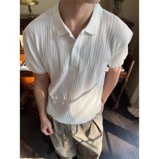 批发意式老钱运动POLO衫男短袖针织翻领透气修身高级感休闲上衣夏季