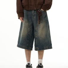 批发美式复古7分裤<b class='q'>牛仔</b>裤男女2026春季新款<b class='q'>高腰</b>宽松百搭阔腿<b class='q'>短裤</b>