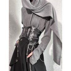 批发设计感小众围巾领连帽<b class='q'>打底衫</b>山本耀司原创套头卫衣<b class='q'>长袖</b>上衣