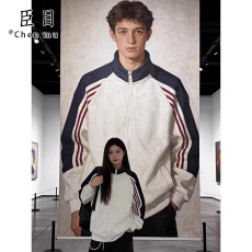 批发美式三条杠立领开衫<b class='q'>卫衣</b><b class='q'>男</b>款春季潮牌撞色情侣<b class='q'>外套</b>中性风运动夹克