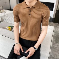 批发竖条纹保罗polo衫<b class='q'>男士</b>短袖<b class='q'>t</b><b class='q'>恤</b><b class='q'>翻领</b>潮牌有领衣服2022修身冰丝体恤