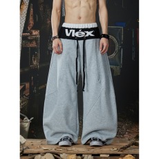 批发美式复古双腰头阔腿卫裤女2026春季新款宽松抽绳跳舞<b class='q'>休闲</b>裤