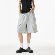 批发美式解构重磅短裤男女夏季潮牌廓形<b class='q'>运动</b>弯刀裤子宽松<b class='q'>休闲</b>五分裤子