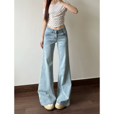 批发甜酷通勤<b class='q'>个性</b>微喇牛仔裤女春秋季新款显瘦显高<b class='q'>时尚</b>喇叭拖地牛仔裤