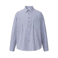 批发复古双层棉纱格子<b class='q'>衬衫</b>女长袖秋季减龄彩扣宽松<b class='q'>休闲</b>遮肉内搭上衣潮