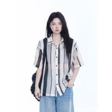 批发悟空有货美式夏季肌理感镂空短袖<b class='q'>衬衫</b><b class='q'>男</b>复古潮牌情侣<b class='q'>休闲</b>半袖<b class='q'>衬衣</b>