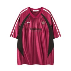 批发复古重磅拼接撞色插肩短袖<b class='q'>男</b>2026夏季学院风字母印花情侣半袖<b class='q'>T</b><b class='q'>恤</b>