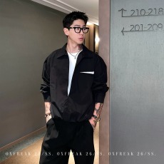 批发假两件拼接天蓝色V领长袖<b class='q'>衬衫</b><b class='q'>男</b>春夏氛围感穿搭收腰设计<b class='q'>休闲</b><b class='q'>衬衣</b>