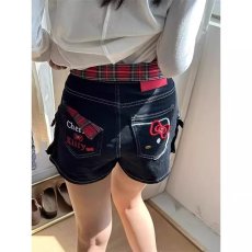 批发<b class='q'>设计</b>感刺绣猫牛仔短裤女夏季2026年新款显瘦A字阔腿热裤