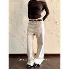 批发美式vibe排扣<b class='q'>设计</b>阔腿牛仔裤女时尚百搭直筒宽松显瘦坠感拖地长裤