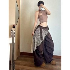 批发随性街头褶皱个性假两件休闲裤女痞帅<b class='q'>设计</b>感显瘦百搭阔腿裤