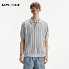 批发高端镂空针织polo衫<b class='q'>男士</b>短袖夏季透气<b class='q'>T</b><b class='q'>恤</b>休闲复古<b class='q'>翻领</b>半袖上衣