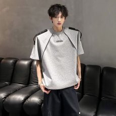 批发美式条纹运动<b class='q'>T</b><b class='q'>恤</b>男短袖夏季潮牌高街痞帅青少年宽松休闲半袖上衣