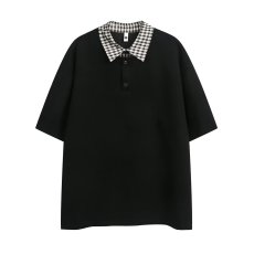 批发美式叠v领针织polo衫男高级感凉感透气修身短袖卫衣冰氧棉翻领<b class='q'>t</b><b class='q'>恤</b>